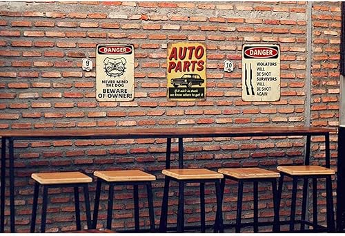 Miniatura 4 de AOYEGO Letrero de hojalata de autopartes, con texto en inglés "Car and Lettering on Yellow Back" de metal vintage para cafeterías, bares, pubs,