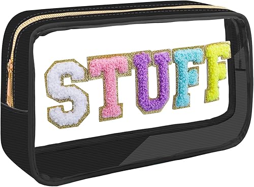 CHRIMISS Bolsa de maquillaje para mujer, bolsa de cosas preparadas, organizador de bolsas de parche con cremallera, impermeable, portátil, bolsa de