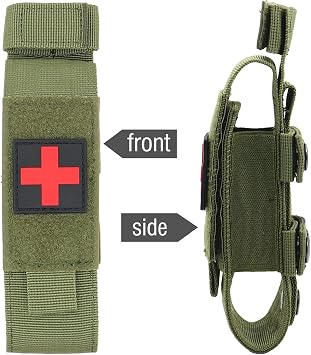 Tactical Molle Tourniquet Holder, Portable TQ Military First Aid Equipment Case & Trauma Medical Shear Pouch (Armygreen)