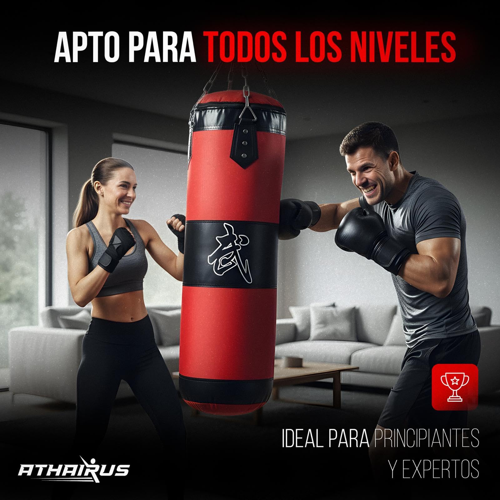 Sacos de Boxeo, Sin-Relleno para Adutos, Cadena, Saco de Boxeo Pesado, MMA, Extremadamente Resistente y Duradero, Kickboxing, Bolsa para Entrenamiento, Fitness, Artes Marciales, Ejercicio Fisico