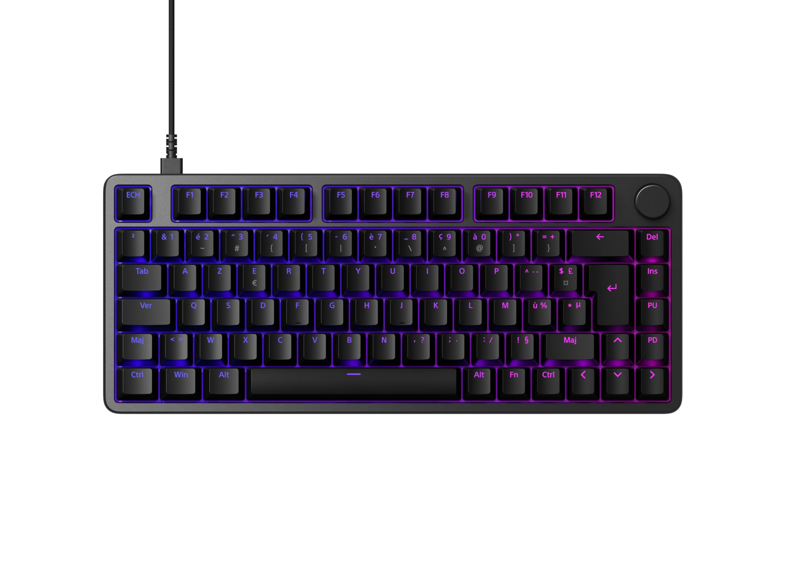 Clavier Gaming Sony INZONE KBD-H75 - Déclenchement Rapide, commutateurs magnétiques, actionnement réglable, 75% TKL, fréquence de rafraîchissement de 8 000 Hz, RGB, PC FPS, Disposition AZERTY - Noir