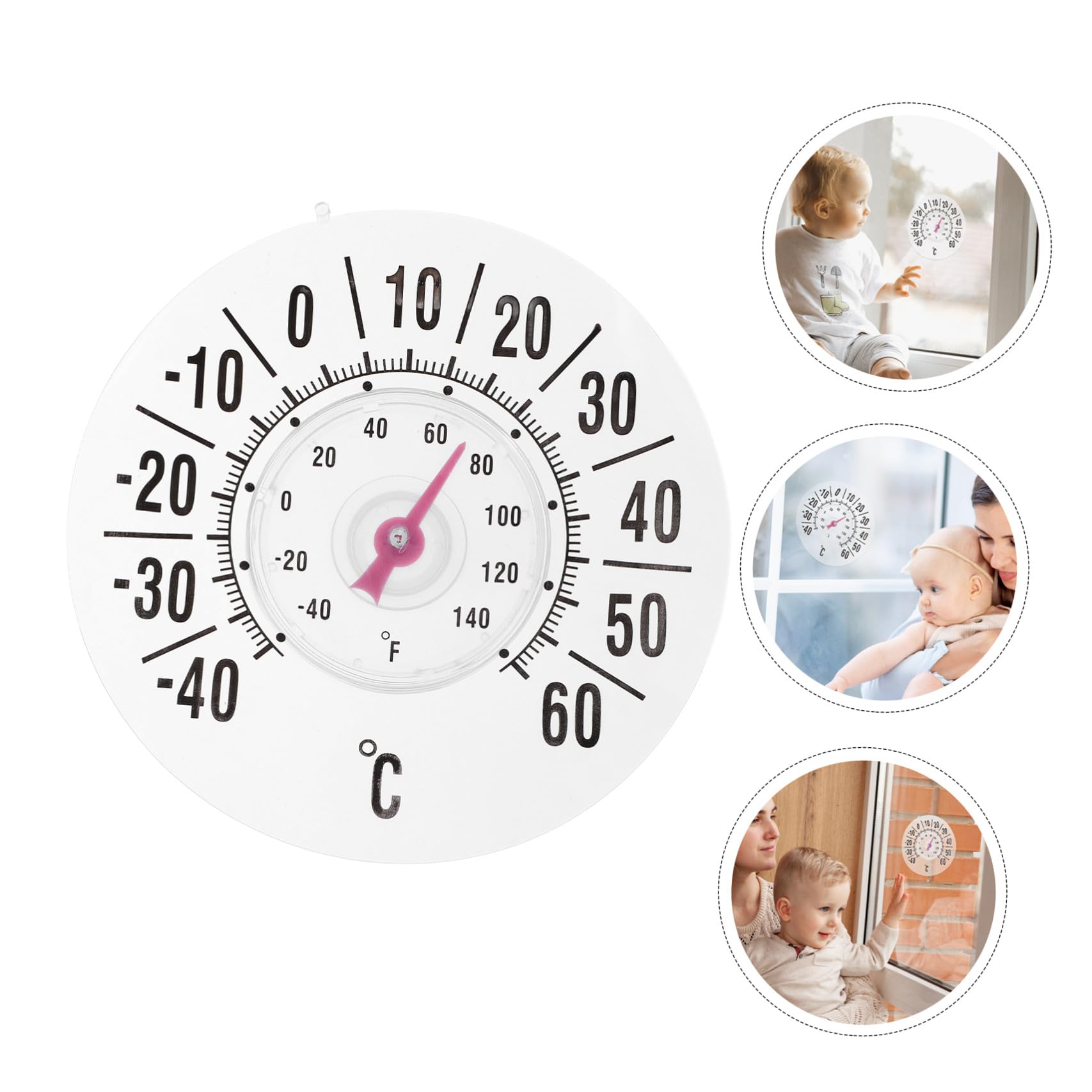 Termometro da Finestra con Ventosa 2 Pezzi 7" Quadrante Analogico Alta Precisione per Interni ed Esterni, Monitor Temperatura per Cameretta, Giardino, Balcone e Patio