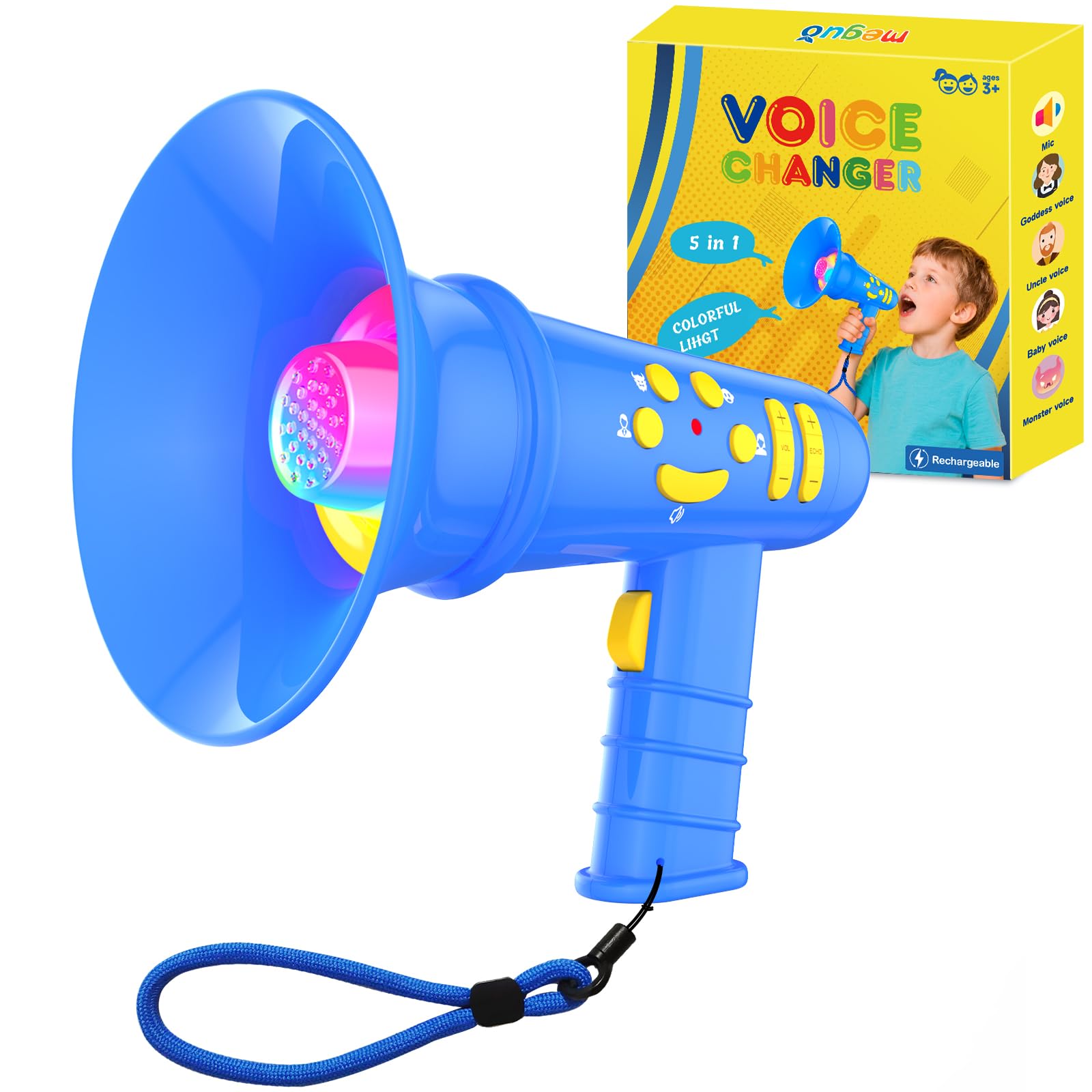 Voice Changer for Kids,Birthday Gift for Boys Girls Ages 3,4,5,6,7,8 - Boy Toys for 3-8+ Year Old - Noise Maker Prank Gift for Christmas,Easter,Halloween,Cool Gadgets for Boys Toddler (Blue)