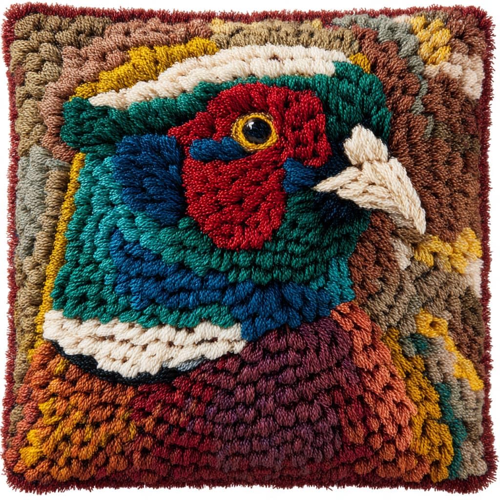 Wallustrioaw Latch Hook Cushions-H Latch Hook Kits For Adults Beginners,Animal Pheasant