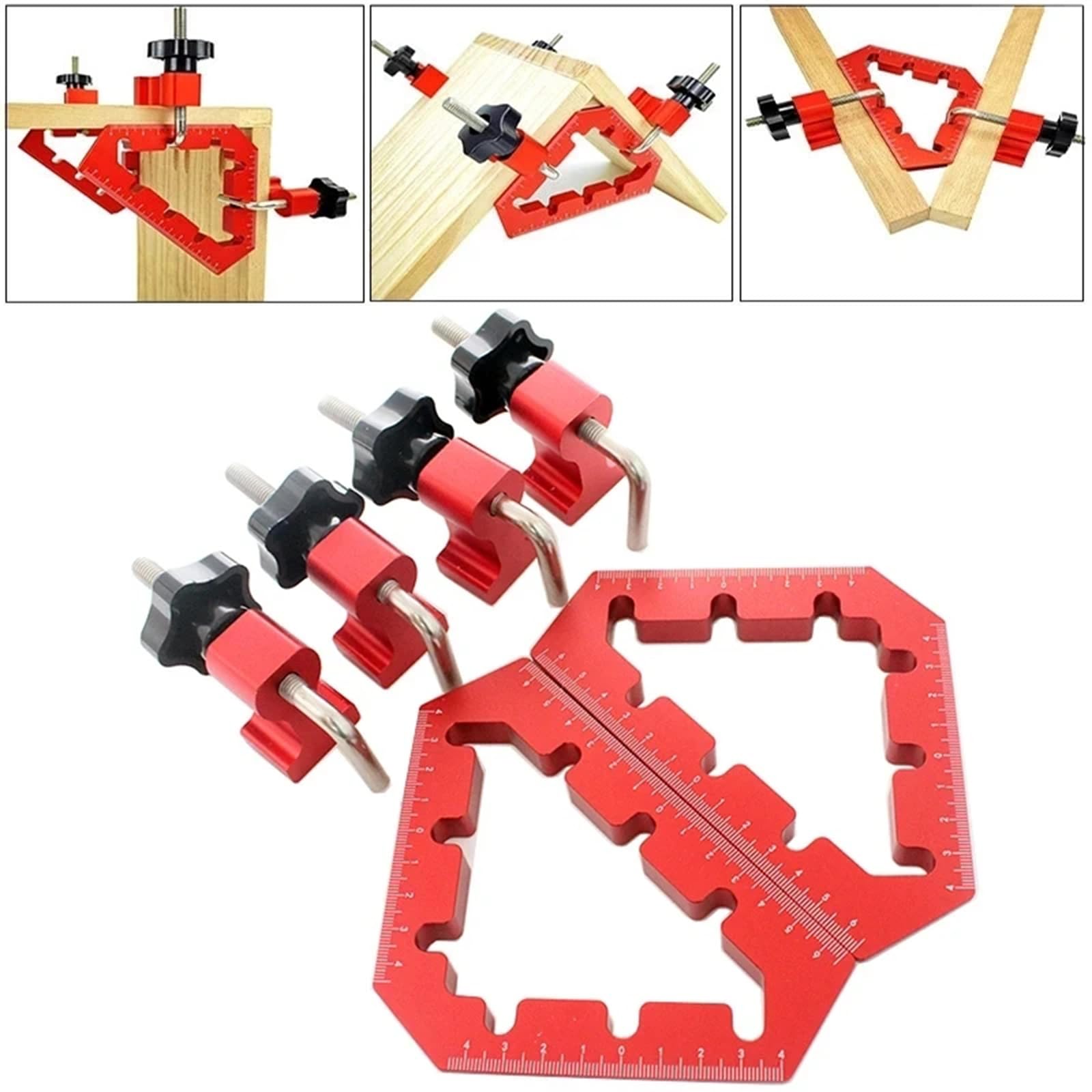 Equerres De Positionnement 45/90/135 Degrés avec 4 Pinces Equerre De Positionnement pour Armoires à Cadres Et étagères Equerre De Charpentier Règle Outils De Menuiserie