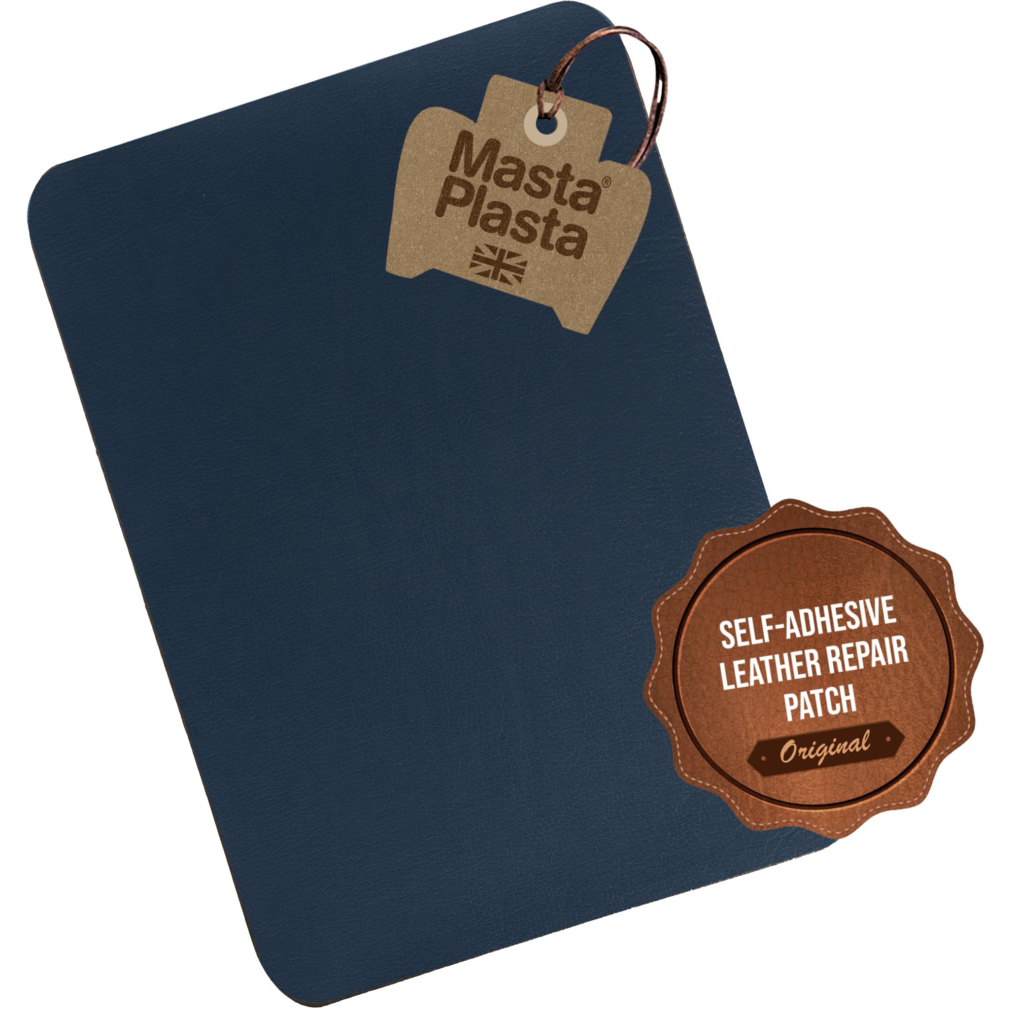 MastaPlasta Instant Self-Adhesive Leather Repair Patch - Navy Blue 28cm x 20cm (11in x 8in). XL Upholstery-Quality Super-Strong Stick-On Repair Patch Tape for Car Seats, Bags, Sofas and DIY
