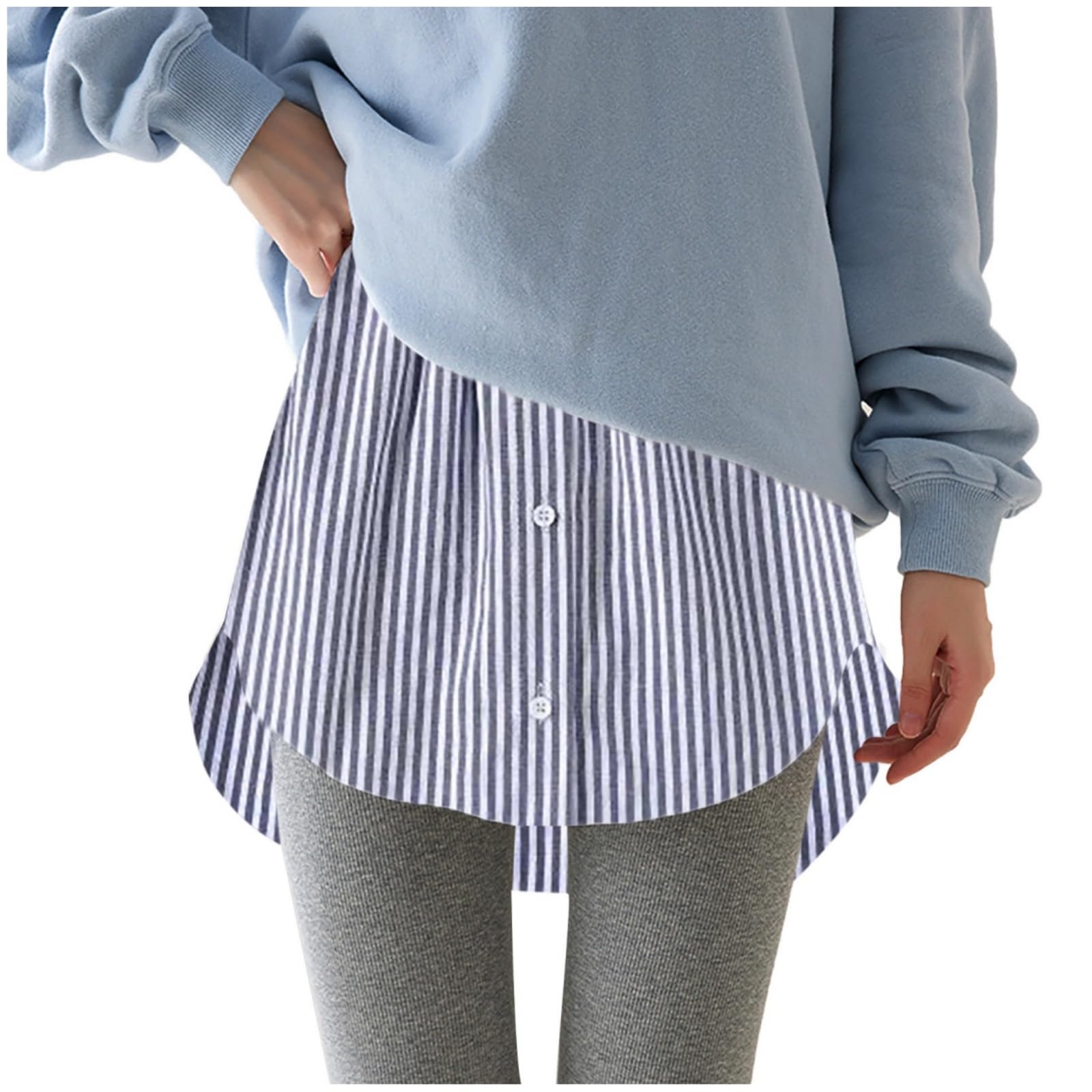 Blusenverlängerung Damen Große Größen Hemdverlängerung Layering Top mit Knöpfen,Adjustable Mini-Unterrock Fake Bluse Rock Verlängerung,Lower Skirt Shirt Extender für Pullover, Sweatshirts & Jacken