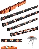 VEVOR 6-Piece Magnetic Torpedo Level Set: 10-78 Inch Aluminum Levels with 45/90/180° Vials, Shockproof, SAE/Metric Scales