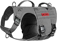 Vista 8 de OneTigris Arnés táctico para perro grande con hebilla de metal completo sin tirones con paneles de gancho y bucle, ajustable militar, fácil