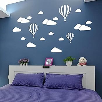 Decoration Pour Chambre Bebe Et Enfant Pack Adhesifs Muraux De 9 Nuages Et 18 Etoiles Sticker Phosphorescent Nuages Et Etoiles Autocollant Fluorescent Et Lumineux Jusqua 5 Heures De Suite Cuisine Maison