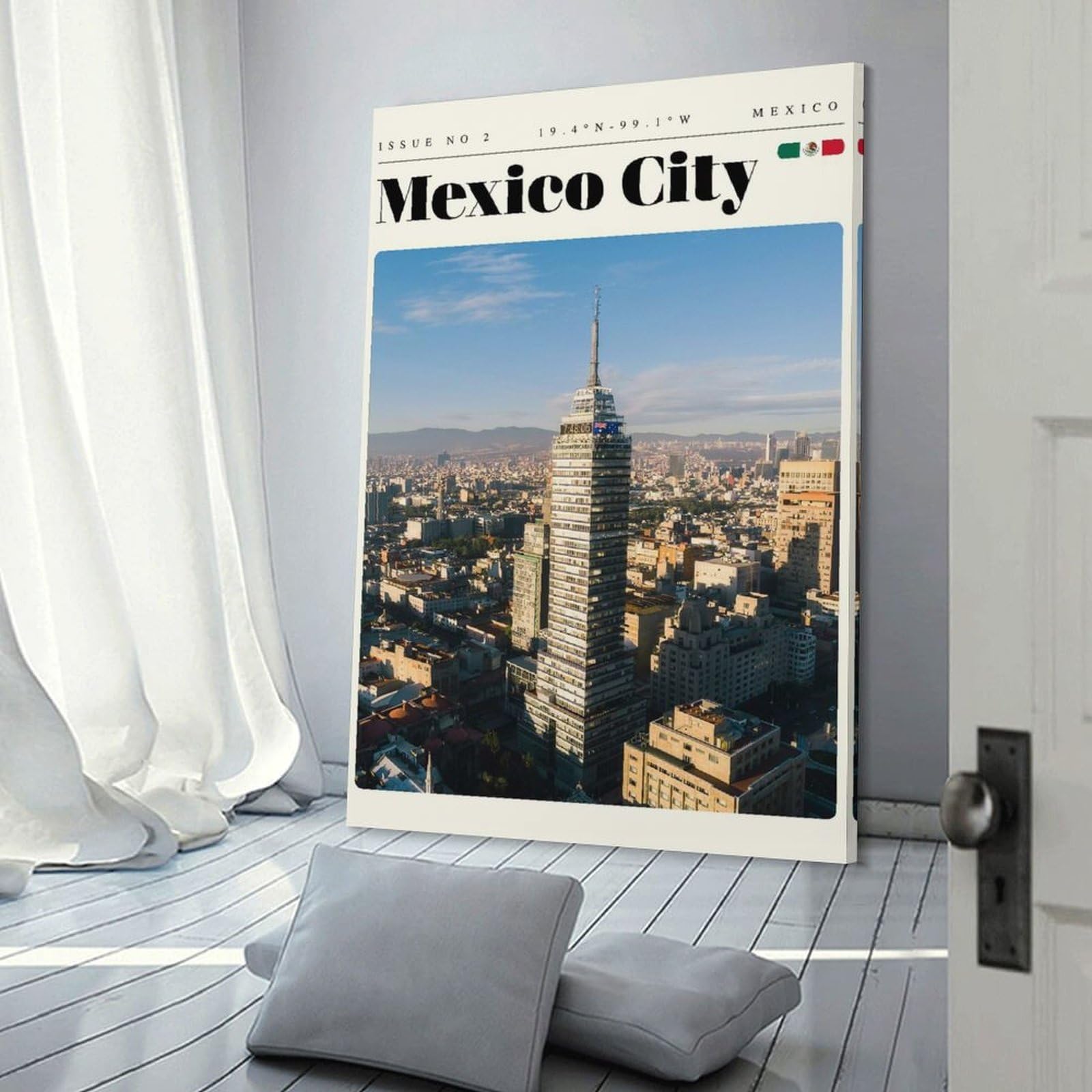 Junmoney Canvas Art Print Mexico City Travel Art, 20x30inch(50x75cm), for Gallery Wall Decor And Room Displays, Wall Decor Suited to Curated Displays