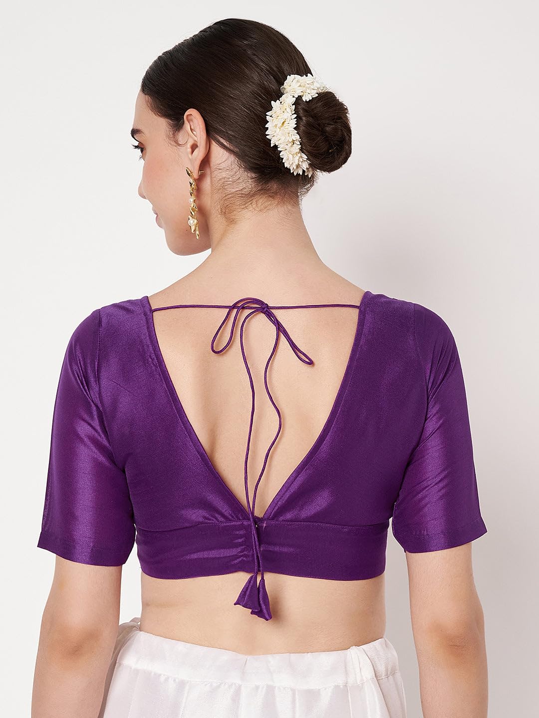 studio rasa Women's Chroma Solid V-Neck Padded Crop Top for Festive Wedding Party (TPWC62542XL_Purple_X-Large) 3