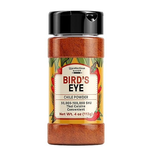 Unpretentious Bird's Eye Chile Pepper Powder, 4 oz, Chile tailandés, 50,000-100,000 SHU, cocina del sudeste asiático