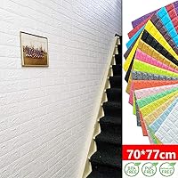 Vista 5 de Queenbox 12 piezas de papel tapiz de ladrillos de espuma sintética de 27 x 30 pulgadas, efecto 3D sólido, autoadhesivo, para despegar y pegar