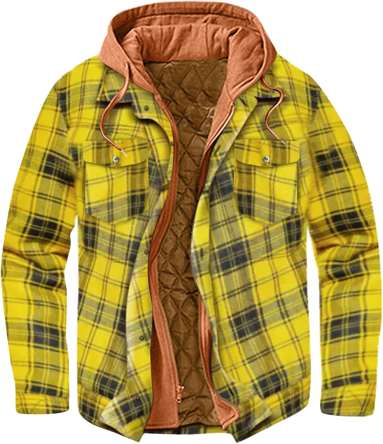 no boundaries men's hooded long sleeve flannel