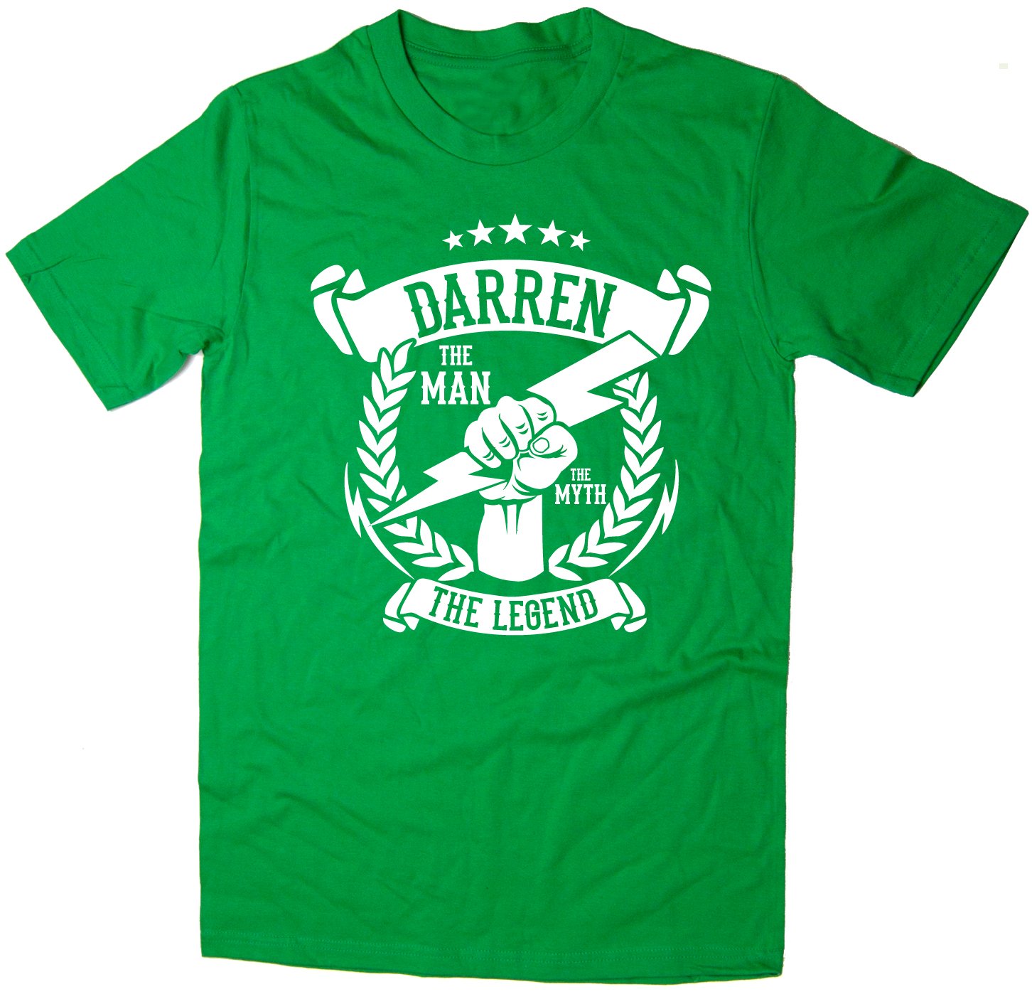 Rocket Fuel Clothing Men's Green Rocket Fuel 'Darren - The Man, The Myth, The Legend' Funny Printed T-Shirt - Medium