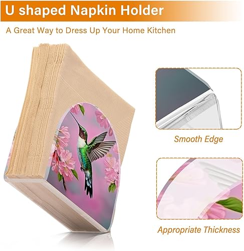 Miniatura 4 de Servilleteros de colibrí y flor de cerezo para mesas, servilleteros de acrílico transparente, servilleteros de cóctel para cocina, restaurante, bar,