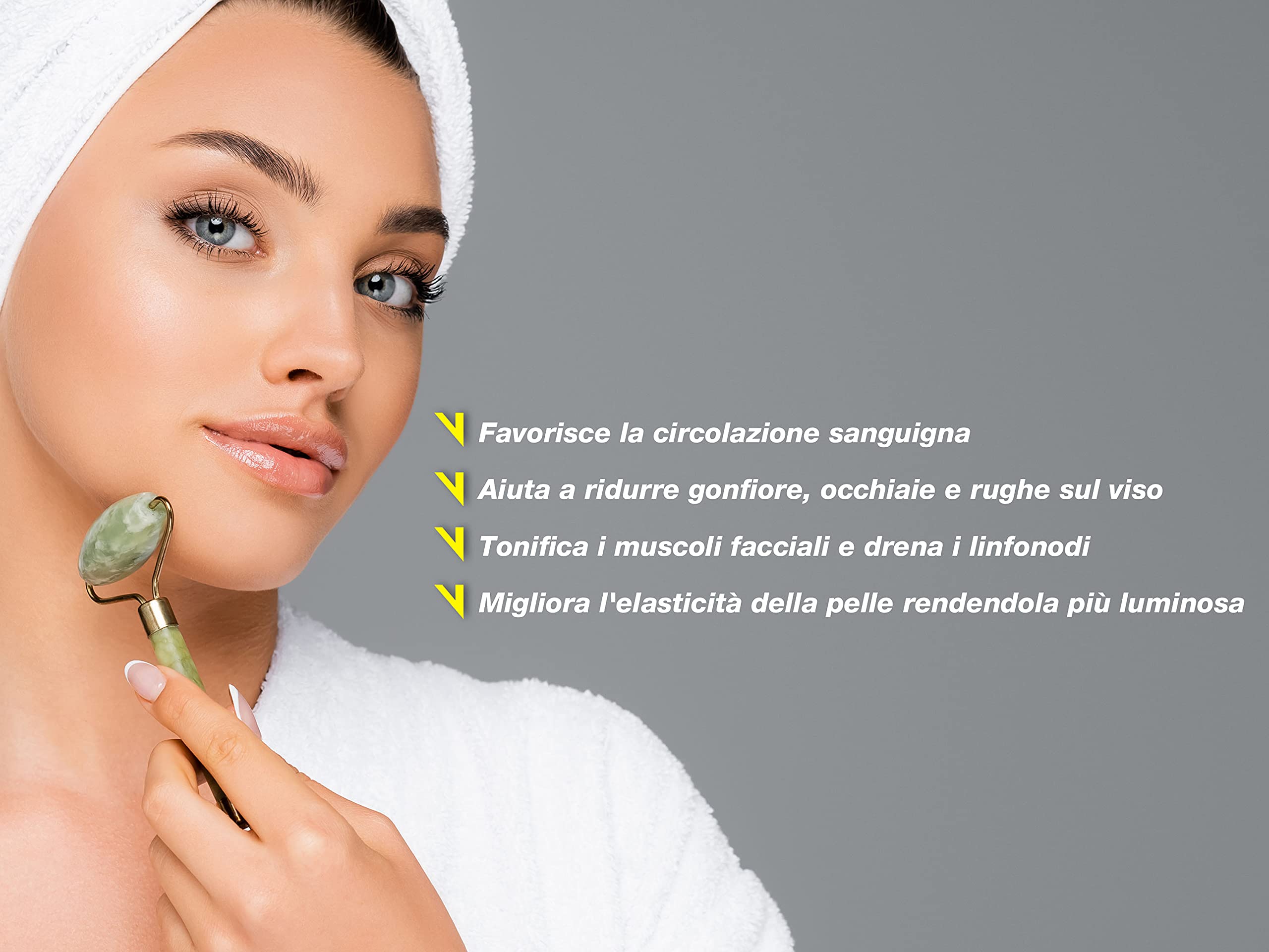 BEPER C301ABE101 Jade Gua Sha wałek i kamień, Jade Roller & Gua Sha Narzędzie do masażu, masaż twarzy i ciała, kojący, modelujący i przeciwstarzeniowy, zielony