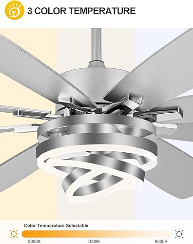 Miniatura 7 de Ventiladores de techo grandes modernos de 72 pulgadas con luces y control remoto, motor CC silencioso reversible de 6 velocidades, ventiladores de