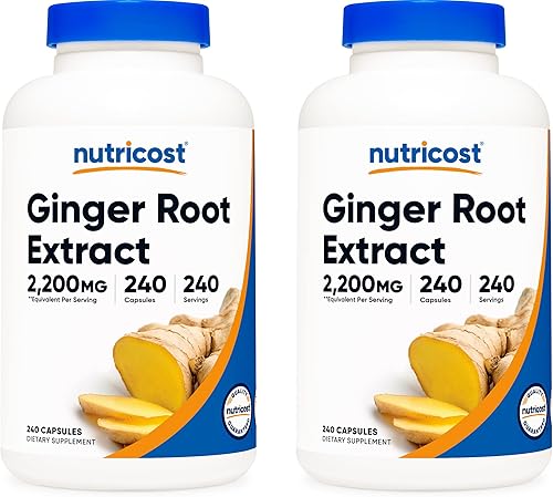 Nutricost Extracto de raíz de jengibre 550 mg, 240 cápsulas (2 botellas)