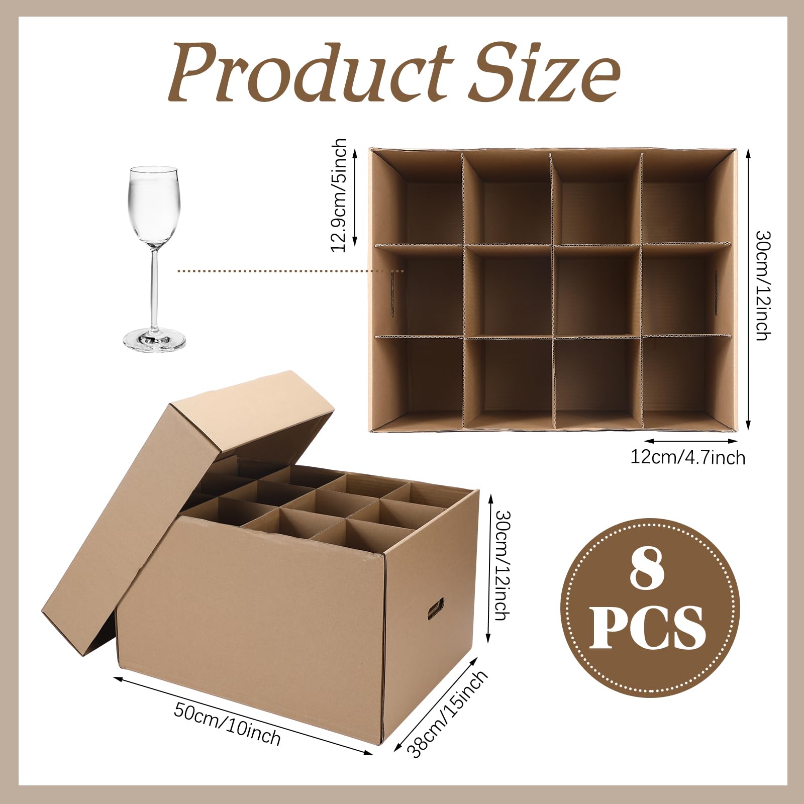 Feifeiya 8 Pack Wine Glass Moving Boxes Kitchen Moving Boxes with Handle Kitchen Kit with Lid for Dish Glassware(20 x 15 x 12 Inch)