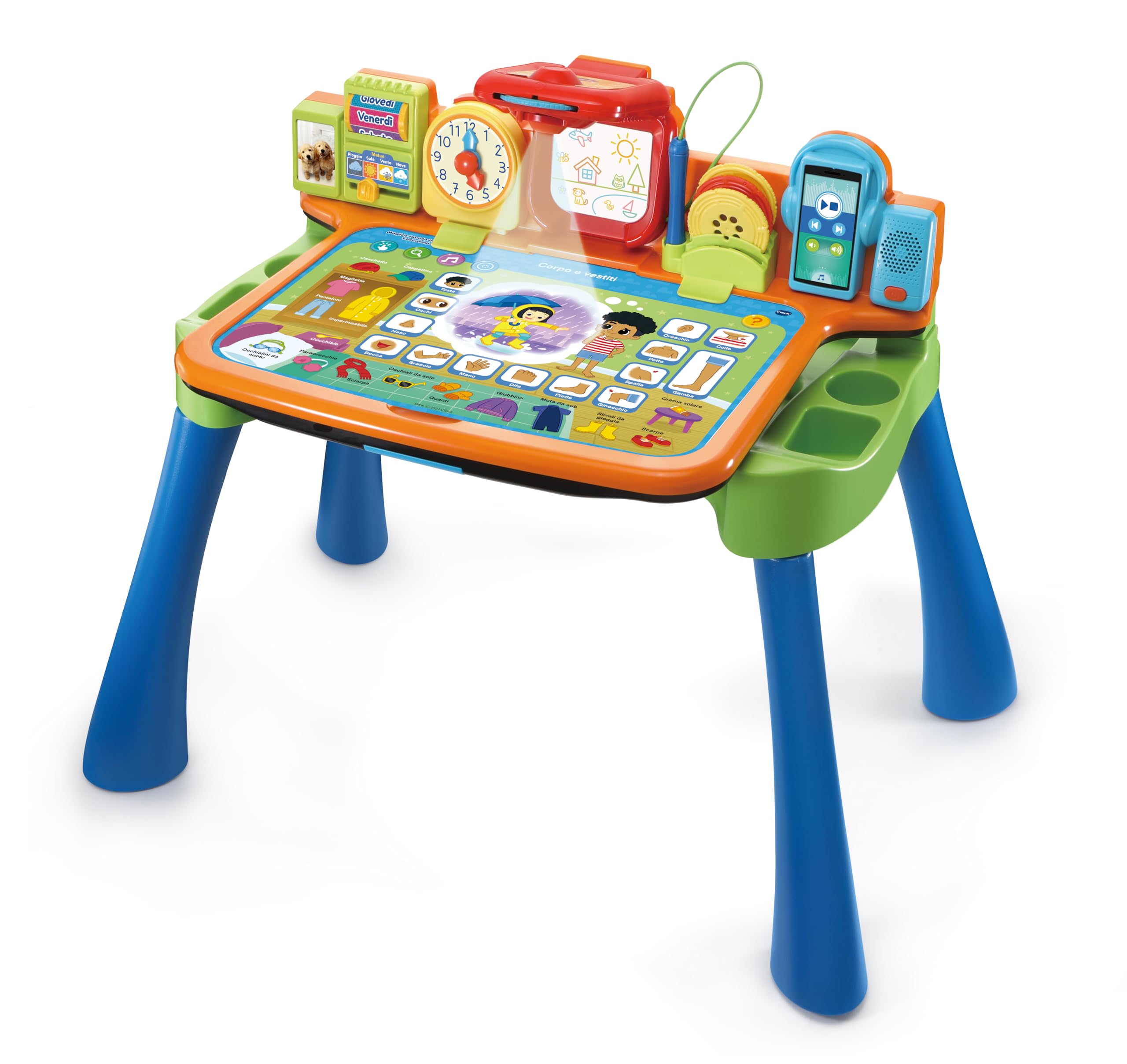 VTech Magico Tavolo Interattivo ToccaImpara 5 in 1 Bambini 3-6 Anni | Funzione Proiettore, Impara a Scrivere e Disegnare, Cavalletto, Lingua Italiana