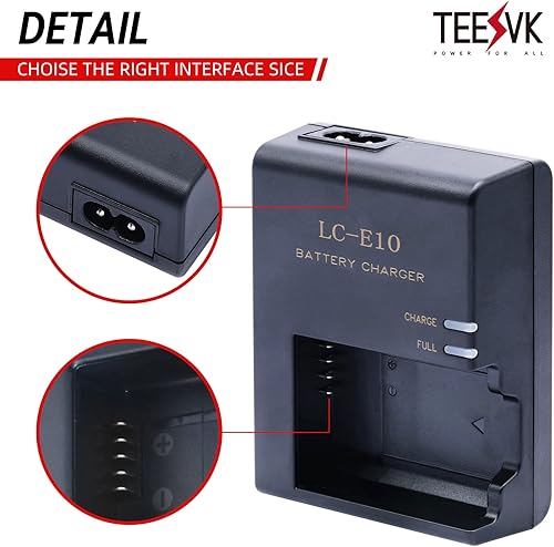 Miniatura 4 de LC-E10 Cargador de batería para Canon LC-E10 LC-E10C LC-E10E Batería compatible con EOS Rebel T3 T5 T6 T7 T100 1500D 2000D 3000D 4000D 1300D 1200D