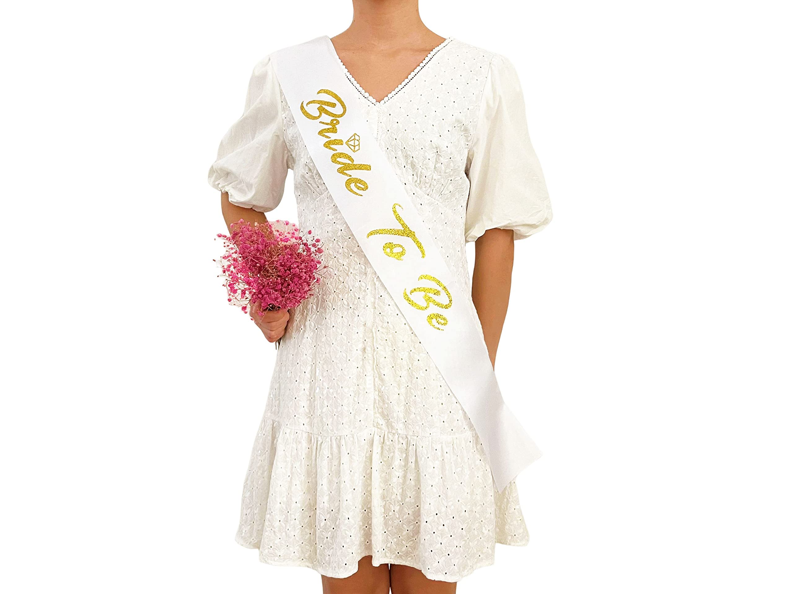 Bride To Be Schärpe – Weiße Satin-Schärpe Mit Glitzerbuchstaben Für Junggesellinnenabschied & Brautparty