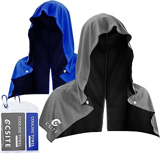 2 Pack Cooling Hoodie Towels, Instant Cooling Towels for Neck and Face, UPF 50 Sun Protection, Ice Towel for Hot Weather, Head Towel for Sports, Camping, Cycling & More Activities