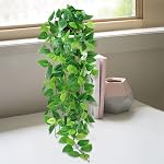 Dremisland 1Pcs Artificial Hanging Plants Artificial Potted Plant Fake Ivy Vine Plant for Wall House Room Patio Office Farmhouse Indoor Outdoor Decor (with Black Pot) (1 PCS)