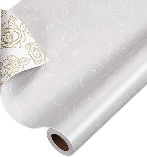 American Greetings Papel de regalo reversible de 175 pies cuadrados para bodas, aniversarios, despedidas de soltera y todas las ocasiones, corazones