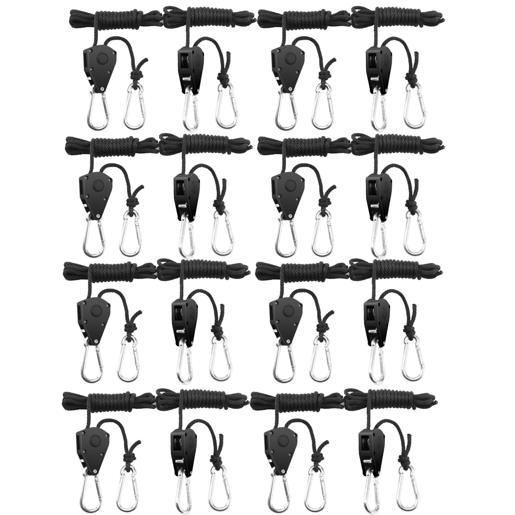 8 Paires（16 Pièces） de cintres à cliquet réglables de 1/8 Pouce Corde de Crochet Réglable Sangle à Cliquet Corde Rope Ratchet Robuste Réglable,Chaque Paire Porte 68 kg