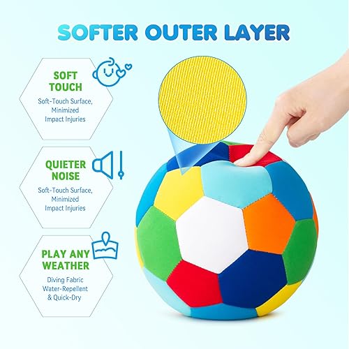 Miniatura 3 de INPODAK Balón de fútbol para interiores tamaño 4 para niños, pelota de fútbol suave y silenciosa para el interior de la casa, con bomba y caja de