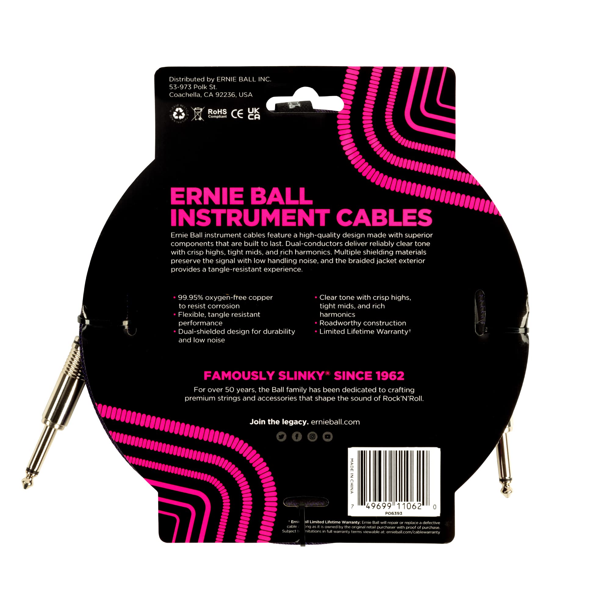 Cavo Per Altoparlante Ernie Ball – 3 Piedi – Connettori Dritti – P06071
