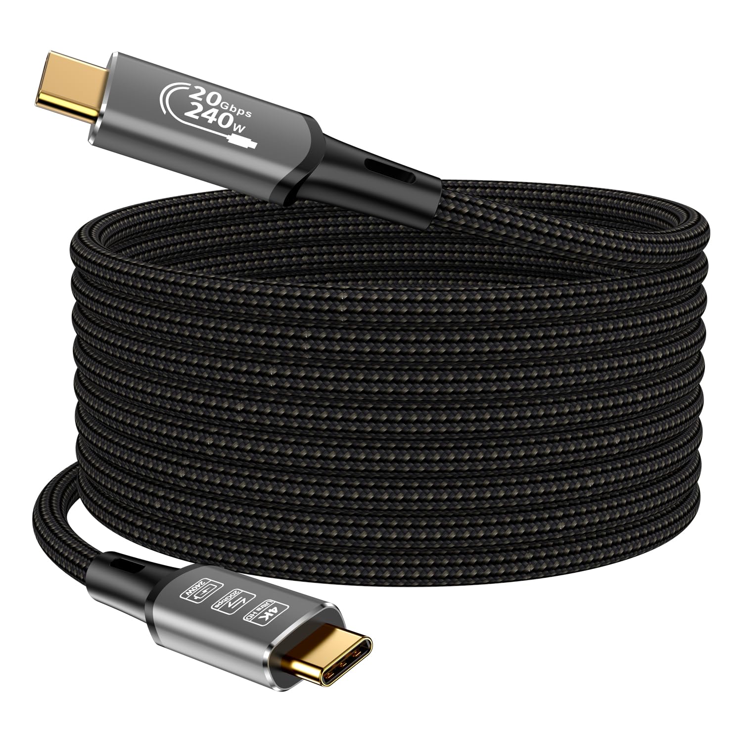 CABLEDECONN USB4 Thunderbolt 4 8K USB C M/M 240W Fast Charging 40Gbps Data Transfer Wire Ultra HD 7680 * 4320 8K@60Hz 4K@144Hz Video Cable Compatible with Different USB-C Devices (5m 16.5ft)