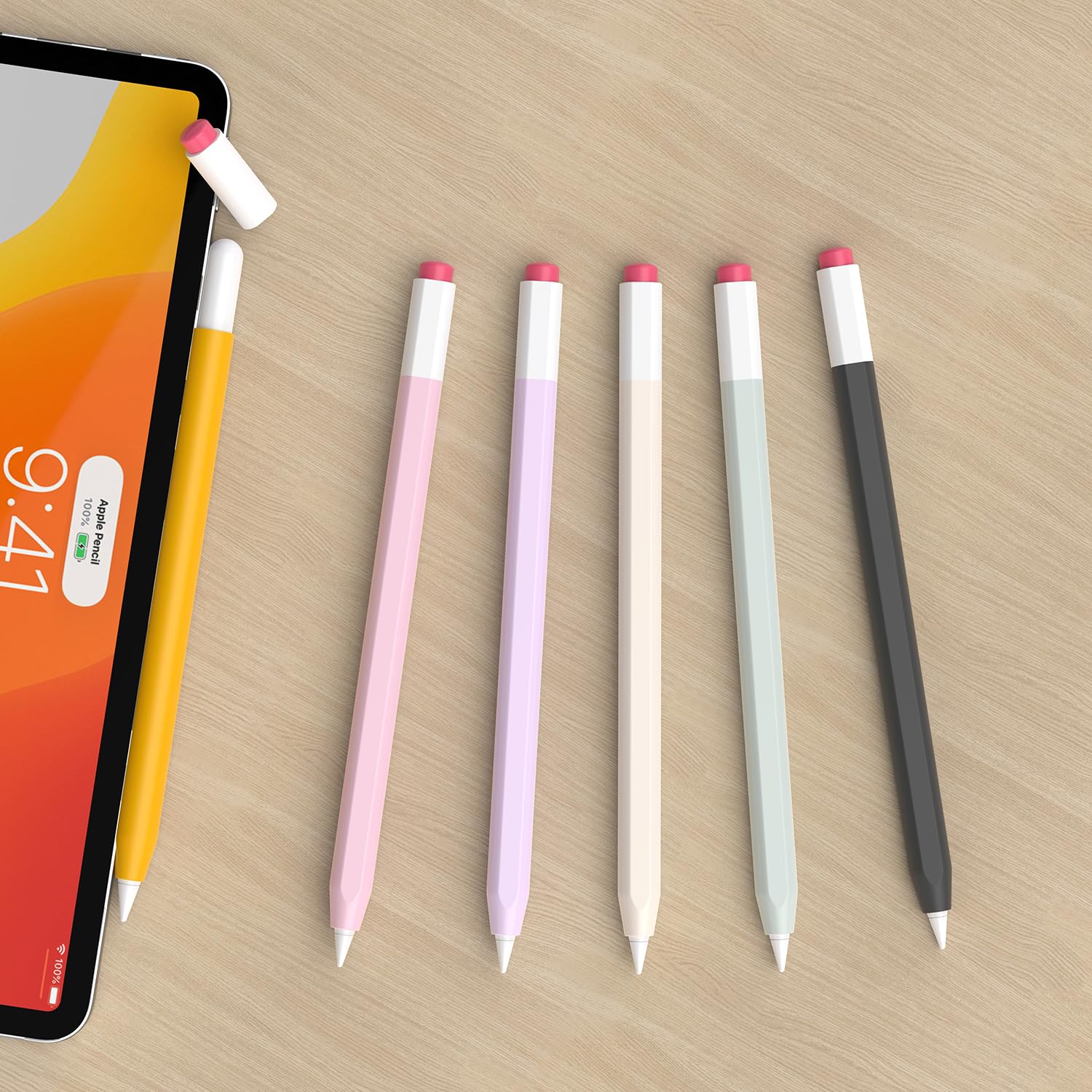 Klasyczne silikonowe etui kompatybilne z Apple Pencil Pro i Apple Pencil 2. generacji, pokrowiec ochronny obsługuje ładowanie magnetyczne i podwójne dotknięcie (żółty)
