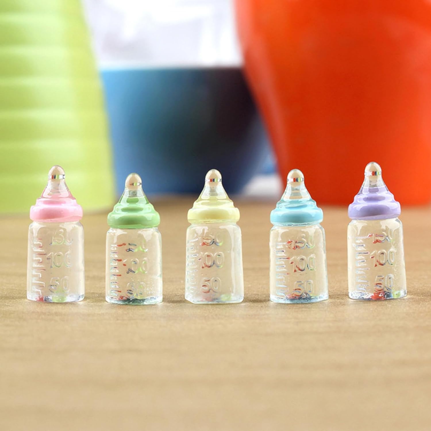 30Pcs Baby Doll Bottles Colorful Plastic Mini Baby Bottles, Lightweight Compact Toy Bottle Novelty Multi-Use Tiny Candy Jar for Baptism DIY Craft