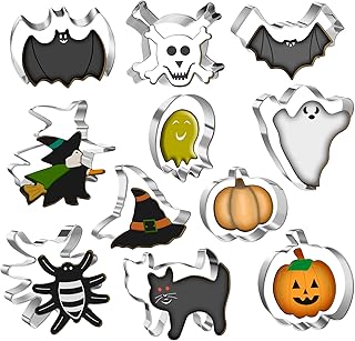Halloween Cookie Cutters - 11Pcs Holiday Cookie Cutters - Pumpkin Ghost Bat Skull Witch Hat Cat Spider Witch Shapes Cookie...