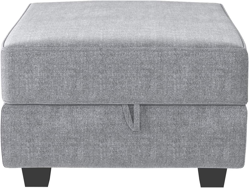 HONBAY Square Ottoman Module for Modular Sectional Sofa, Storage Ottoman Footrest and Seat Cube, Grey