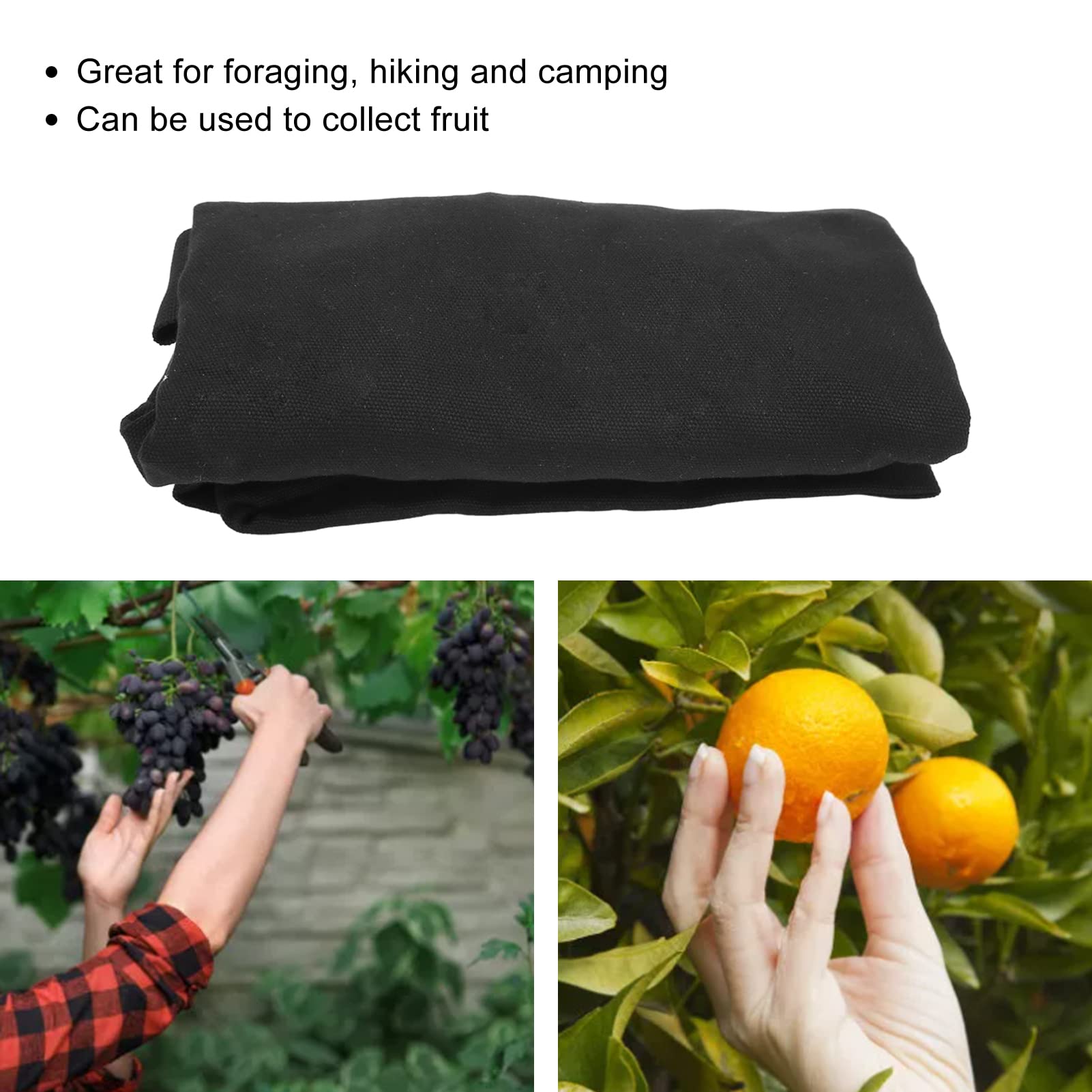 Socobeta Tablier de Cueillette de Fruits, Sac de Cueillette de Fruits de Jardin, Tablier de Cueillette de Jardin Oxford pour Fruits, Agrumes, Légumes(Le Noir)