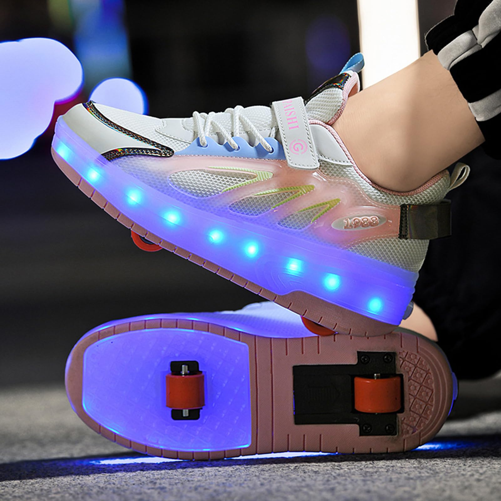 LED-Light Kids Roller Skate Shoes 2-in-1 Skate Shoes & Sneakers Shoes with 2 Wheels for Boys Girls Men and Women, Outdoor Sport Running Sneaker