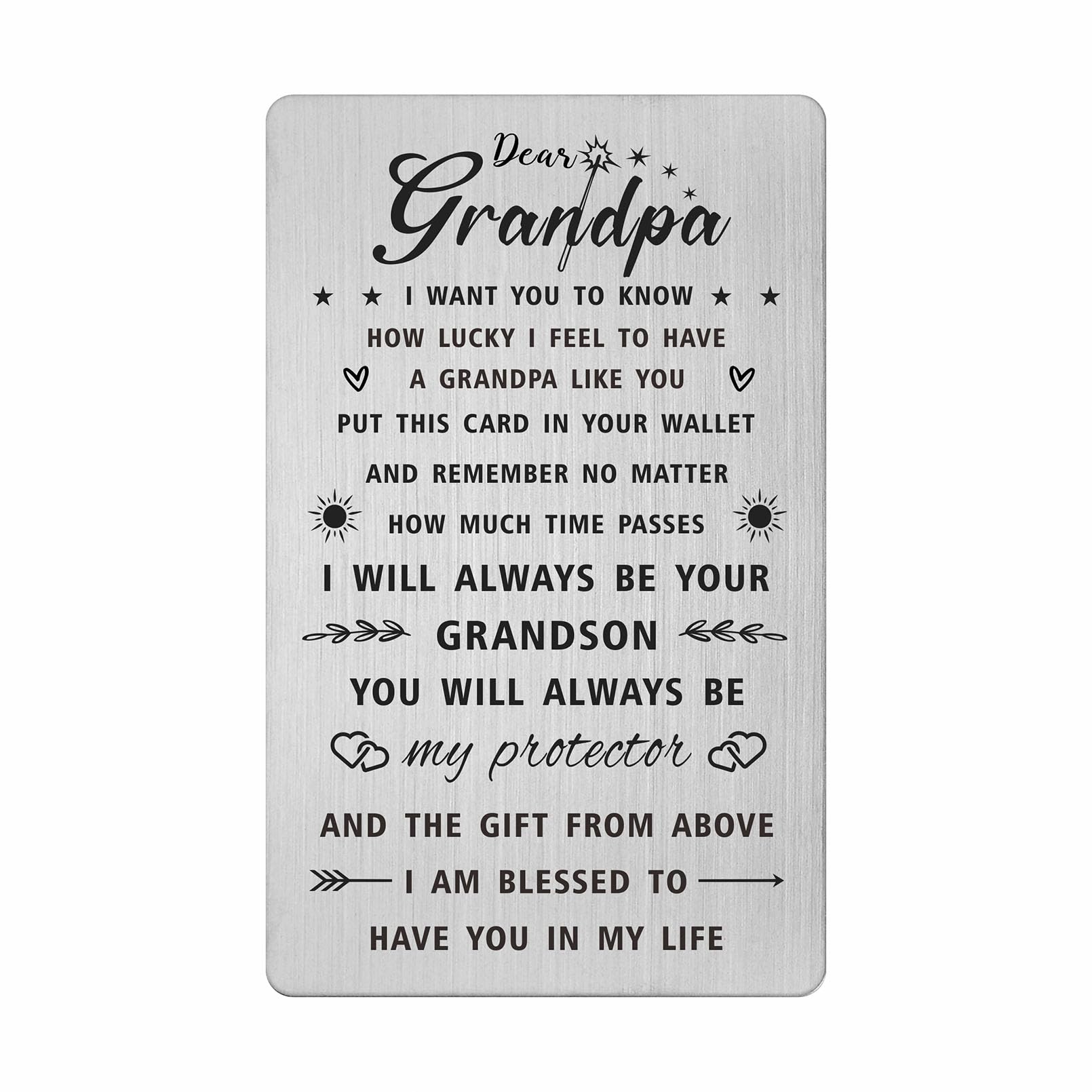 SOUSYOKYO Grandpa Gifts from Grandson, Best Grandpa Father's Day Birthday Gifts, Meaningful Grandfather Wallet Card