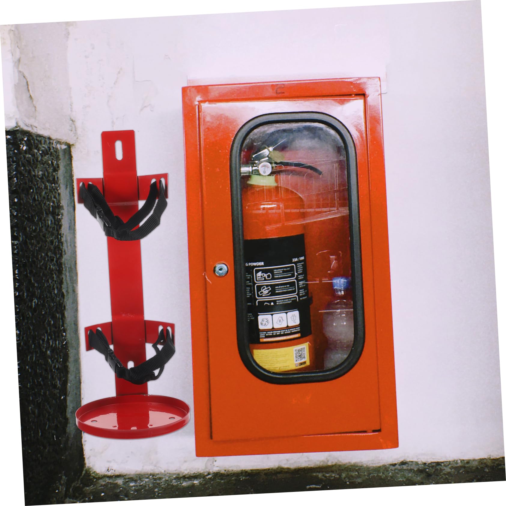 Soporte de Instalar y Incendios para Extintor Hierro Poliéster Ahorra de Rojo, Fácil Espacio, Adecuado para Oficina y Hogar