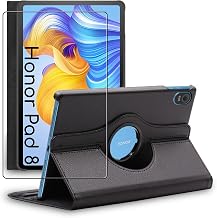ebestStar - Cover for Honor Pad 8, 360 Rotation Protection Case, PU Leather, Black + Tempered Glass