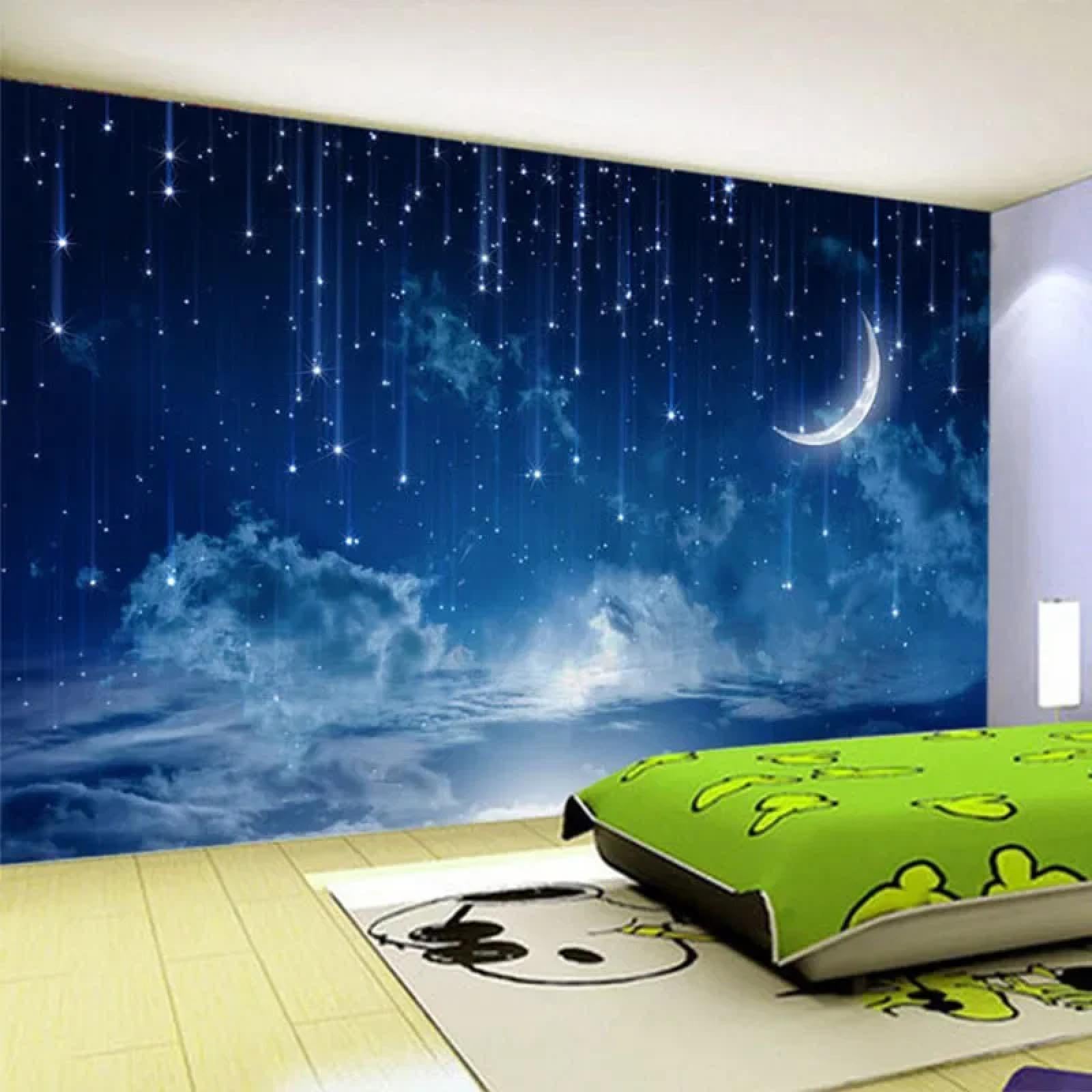 Art papier peint bleu nuit au design tridimensionnel haut de gamme pour mur de fond salon