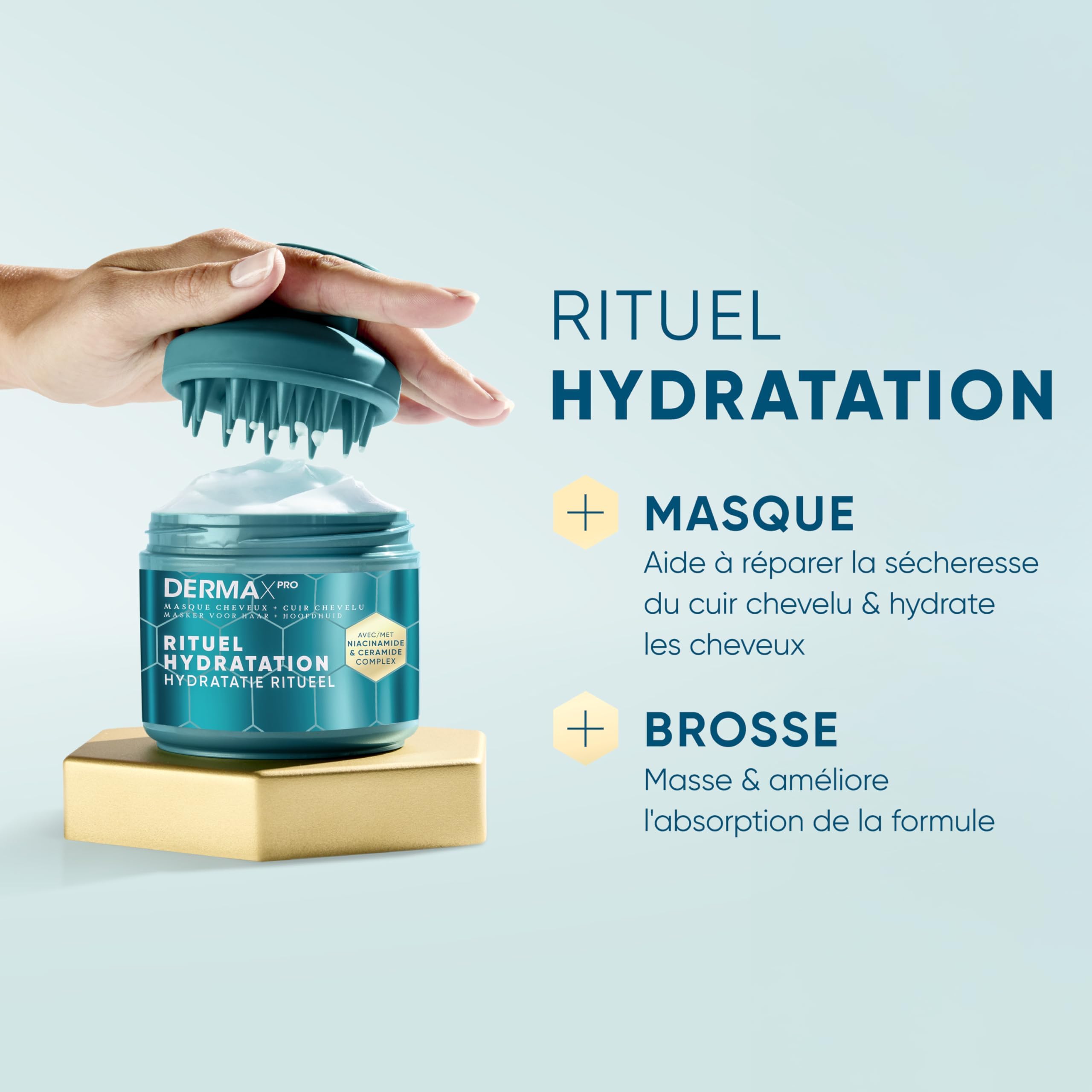 Head & Shoulders DermaXPro Rituel Hydratant Masque Cuir Chevelu Et Cheveux 300ml avec Masseur De Cuir Chevelu Pour Cheveux Secs, Hydrate Le Cuir Chevelu Et Les Cheveux
