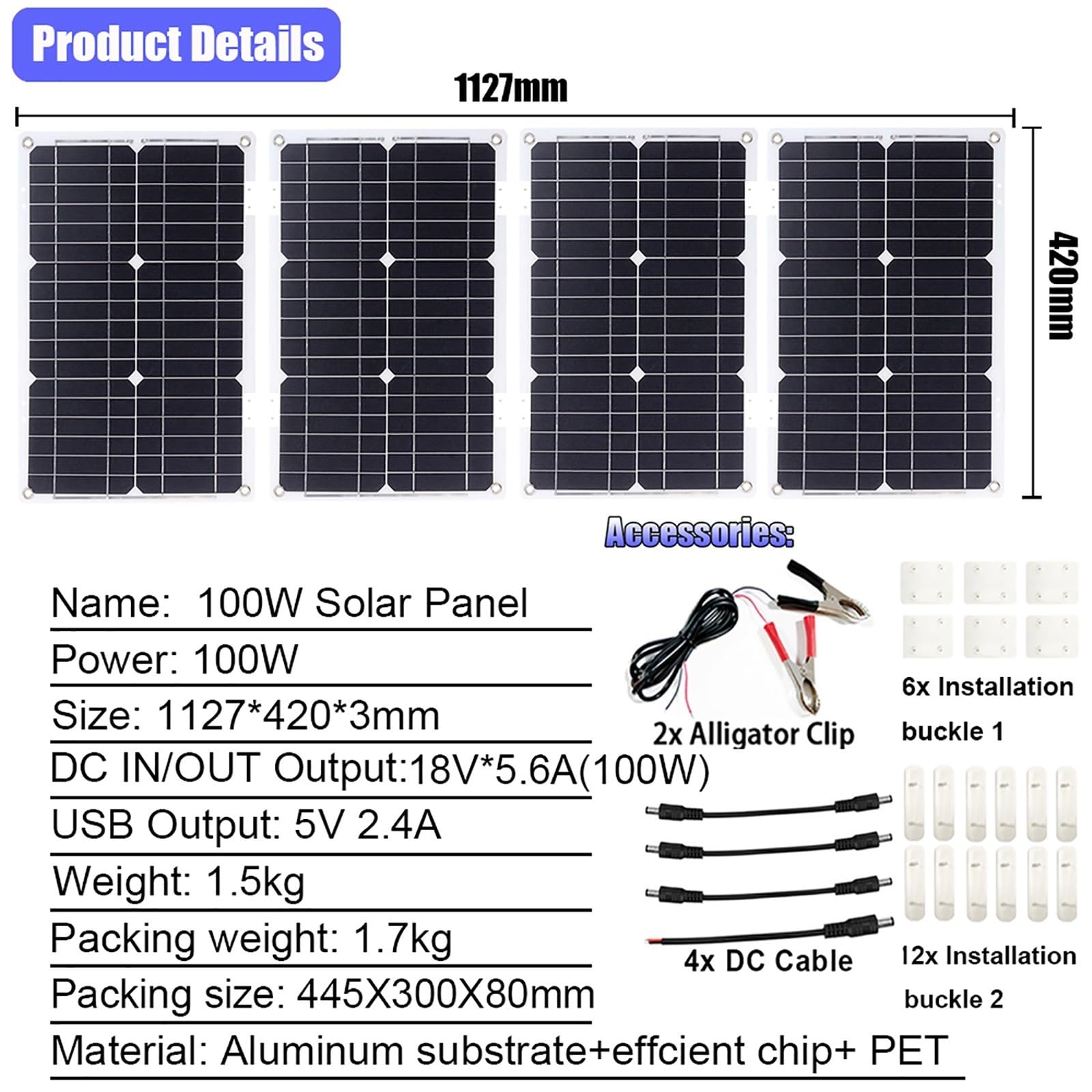 Kit Inverter Solare Completo da 4000W con Regolatore da 50A E Pannelli Solari da 100W Sistema di Rete Domestica, Generatore Solare per Casa E Sistemi di Alimentazione All'aperto(12v-220v)