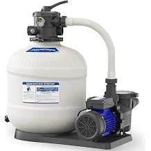 AQUASTRONG 20in Sand Filter Pump for Above Ground Pool with Timer, 115V, 2 HP, 8917 GPH Pool Pump Above Ground for Pools Up to 38000 GAL, Pool Sand Filter with 6-Way Valve