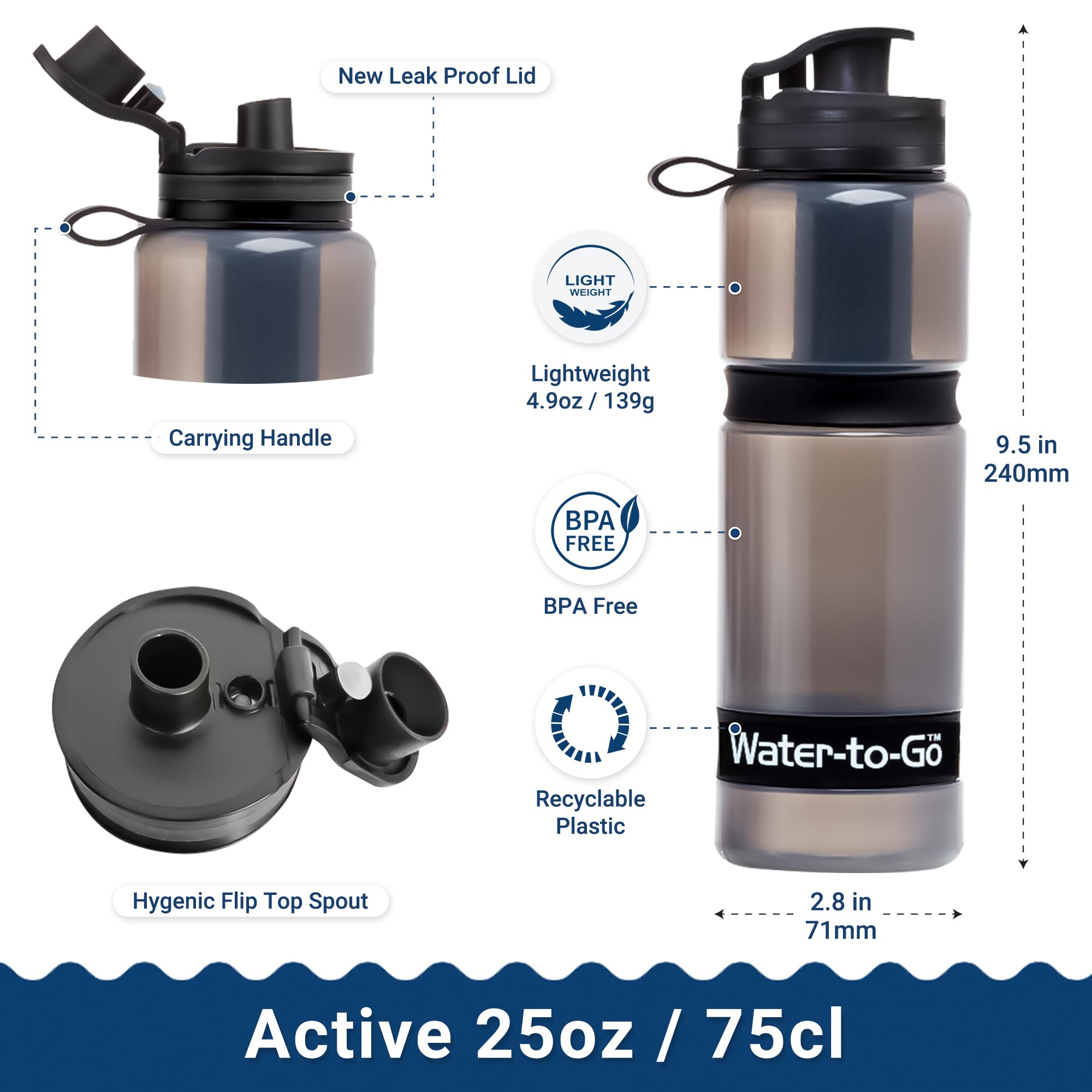 WATER TO GO Botella de agua filtrada Explore! (75 cl)