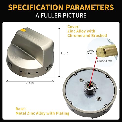 Miniatura 5 de DG94-03500U - Pomo de estufa de gas para reemplazar modelos NX60T8111SS NX60T8311SS NX60T8711SS para quemador de horno Samsung Pomos superiores de